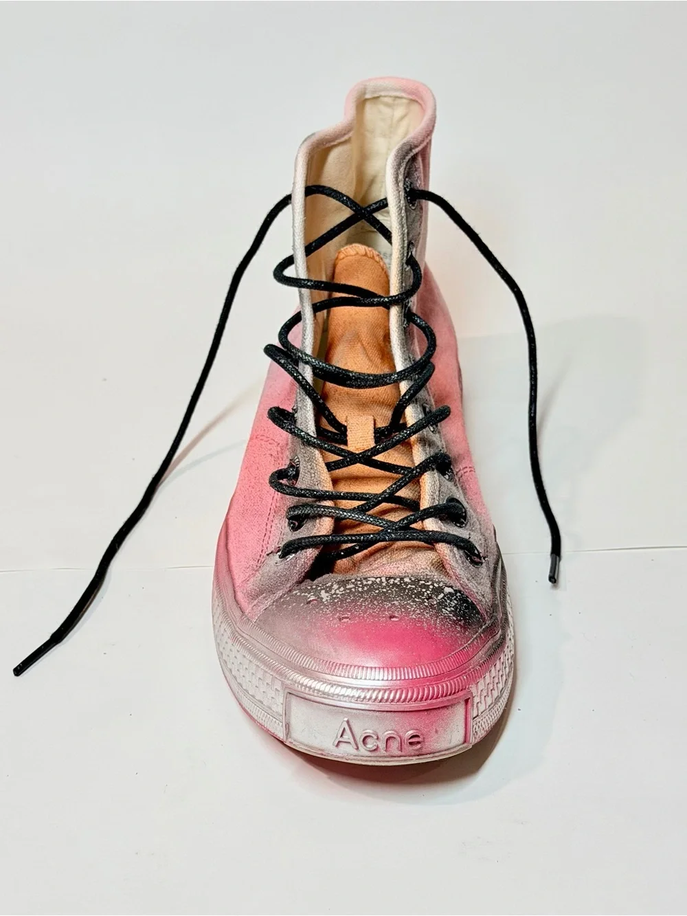 Acne Pink Gradient High-Top Canvas Sneakers